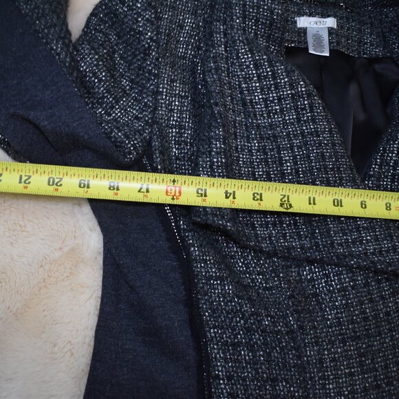 Cache Gray Tweed Wool Blend Biker Jacket Size 10 Asymmetrical Zip Moto Blazer - Picture 8 of 9